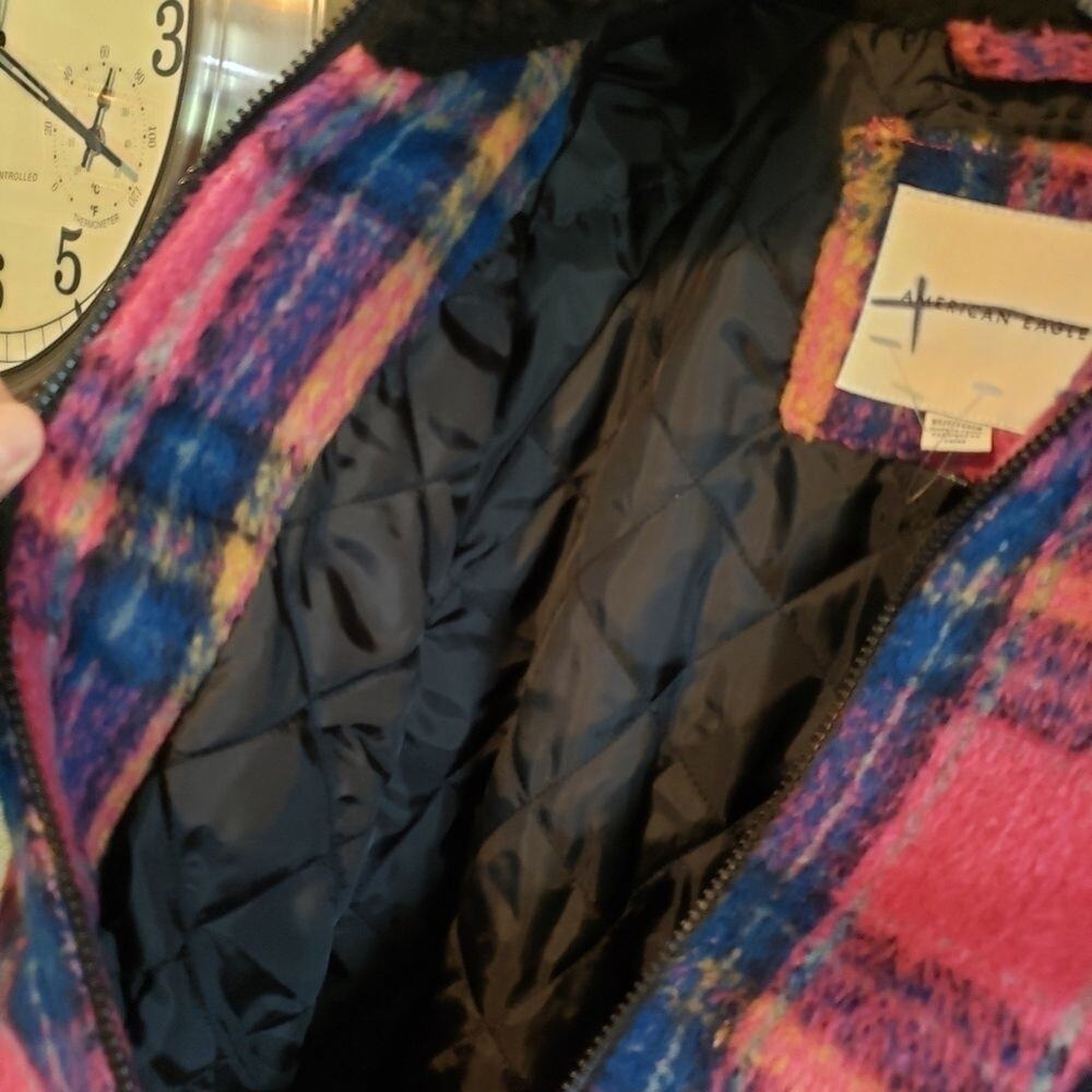 New American Eagle Outfitters‎ faux fur, plaid, lined. Teddy jacket size XS - Picture 3 of 7